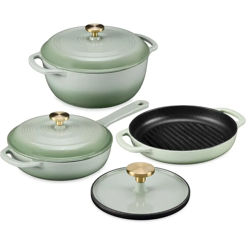 Dutch Oven Enamel - Cookware Set: 2Qt Non-Stick Skillet with