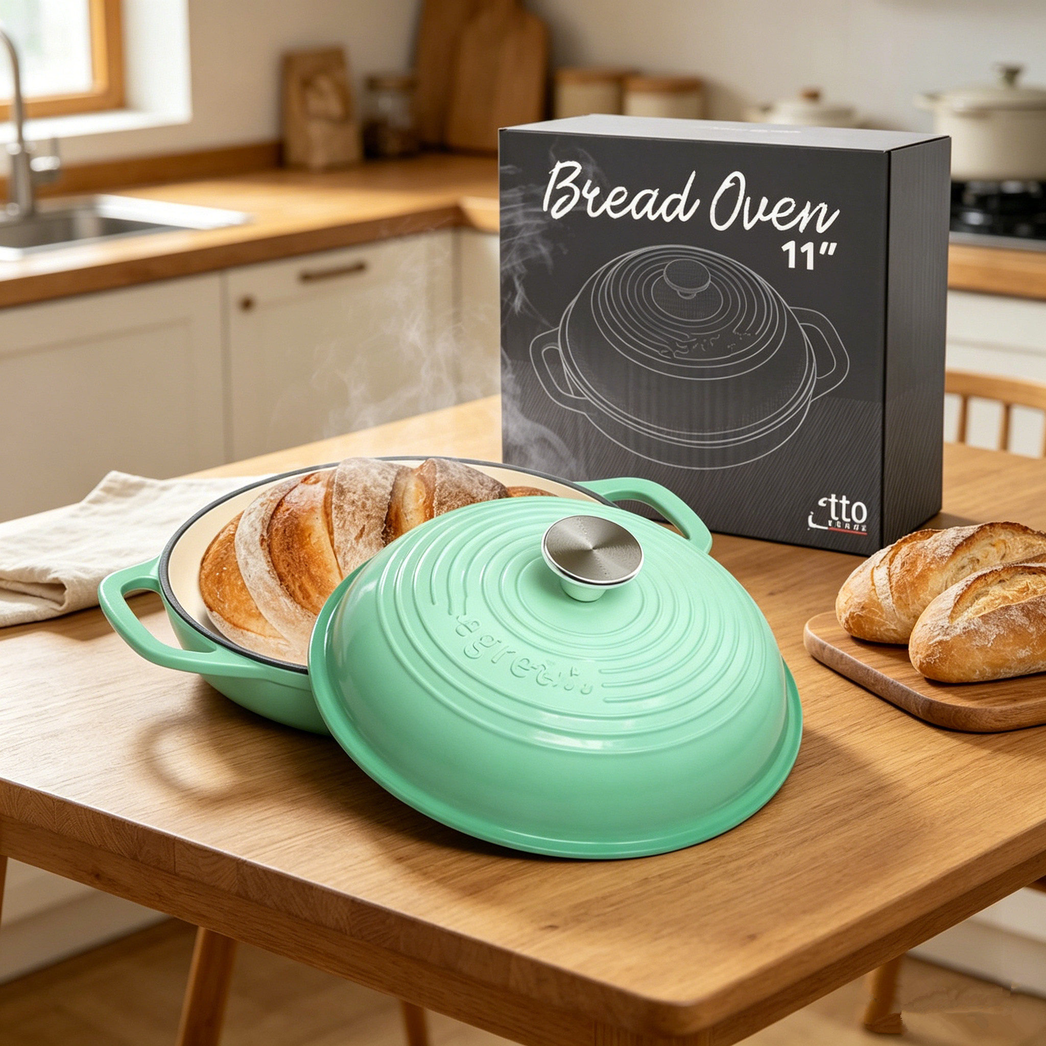 Dutch Oven Enamel - 11 inch Enameled Cast Iron Bread