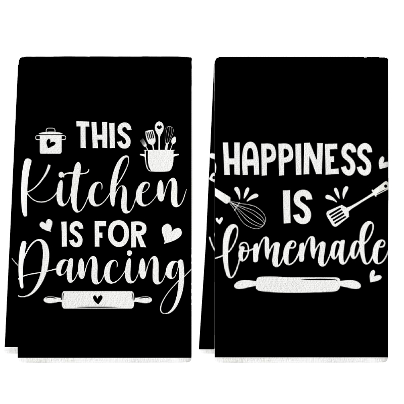 Home Cooking On - 2Pcs, Kitchen Towels with Fun Text