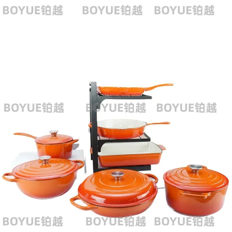 Dutch Oven Enamel - 7 Piece Cast Iron Enamel Cookware
