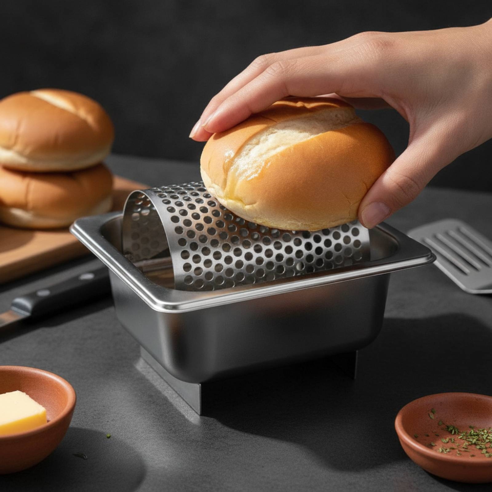 Home Cooking Kitchen - Butter Roller with Tray Stainless Steel