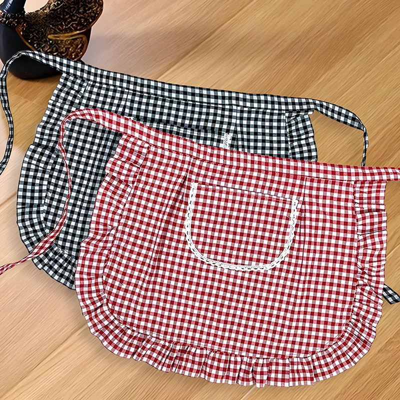 Half Waist Square Check Apron  - Home Cooking On ulasan dan harga