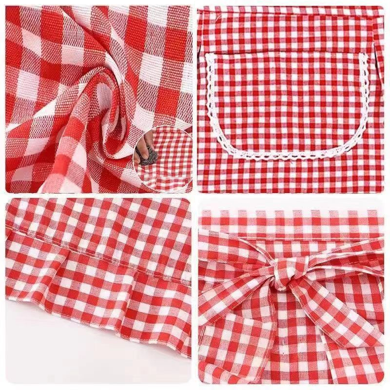 Half Waist Square Check Apron  - Home Cooking On ulasan dan harga