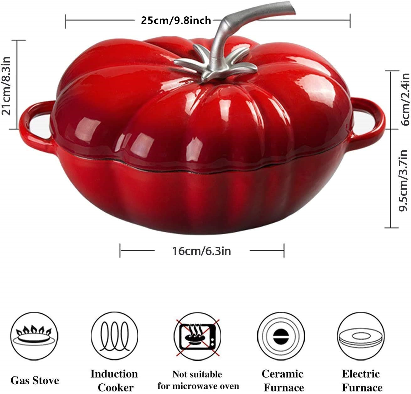 25cm Tomato Enameled Cast Iron - Dutch Oven Enamel ulasan dan harga