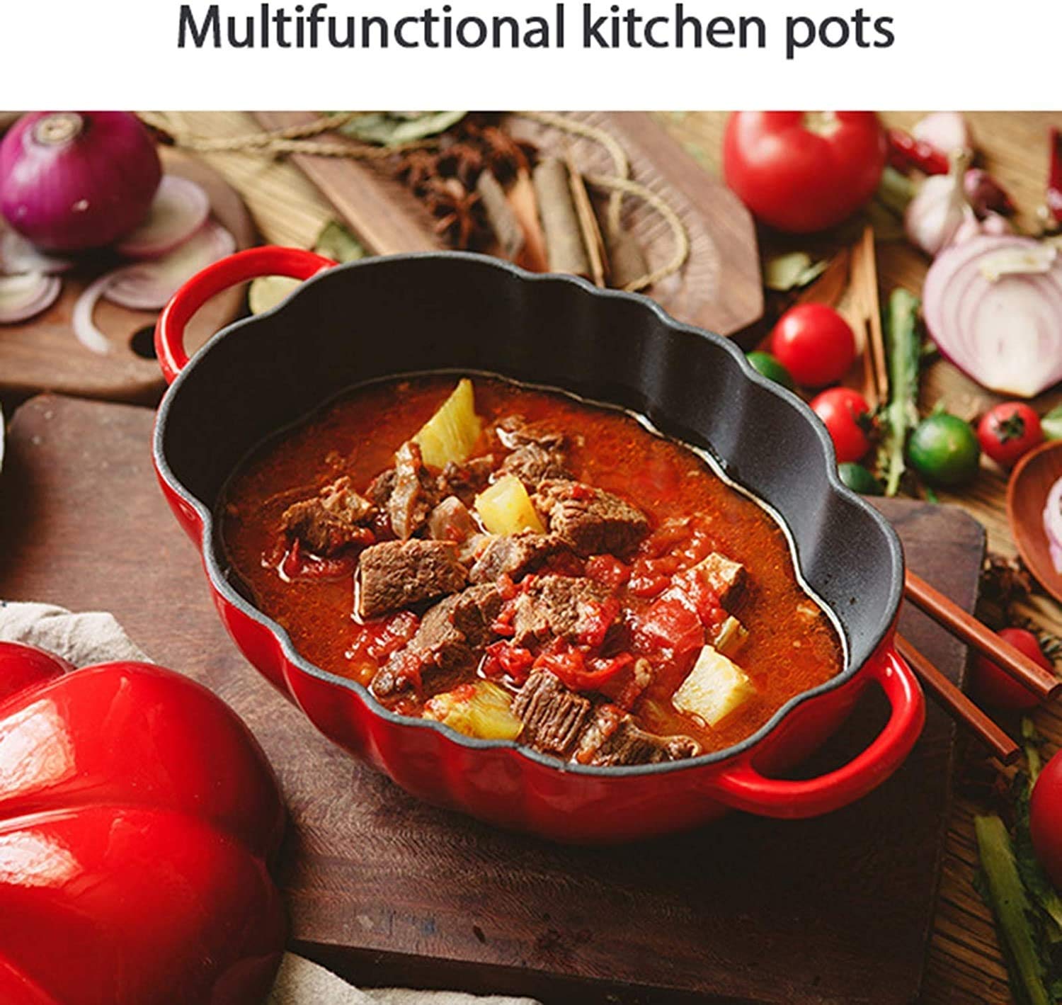 25cm Tomato Enameled Cast Iron - Dutch Oven Enamel ulasan dan harga