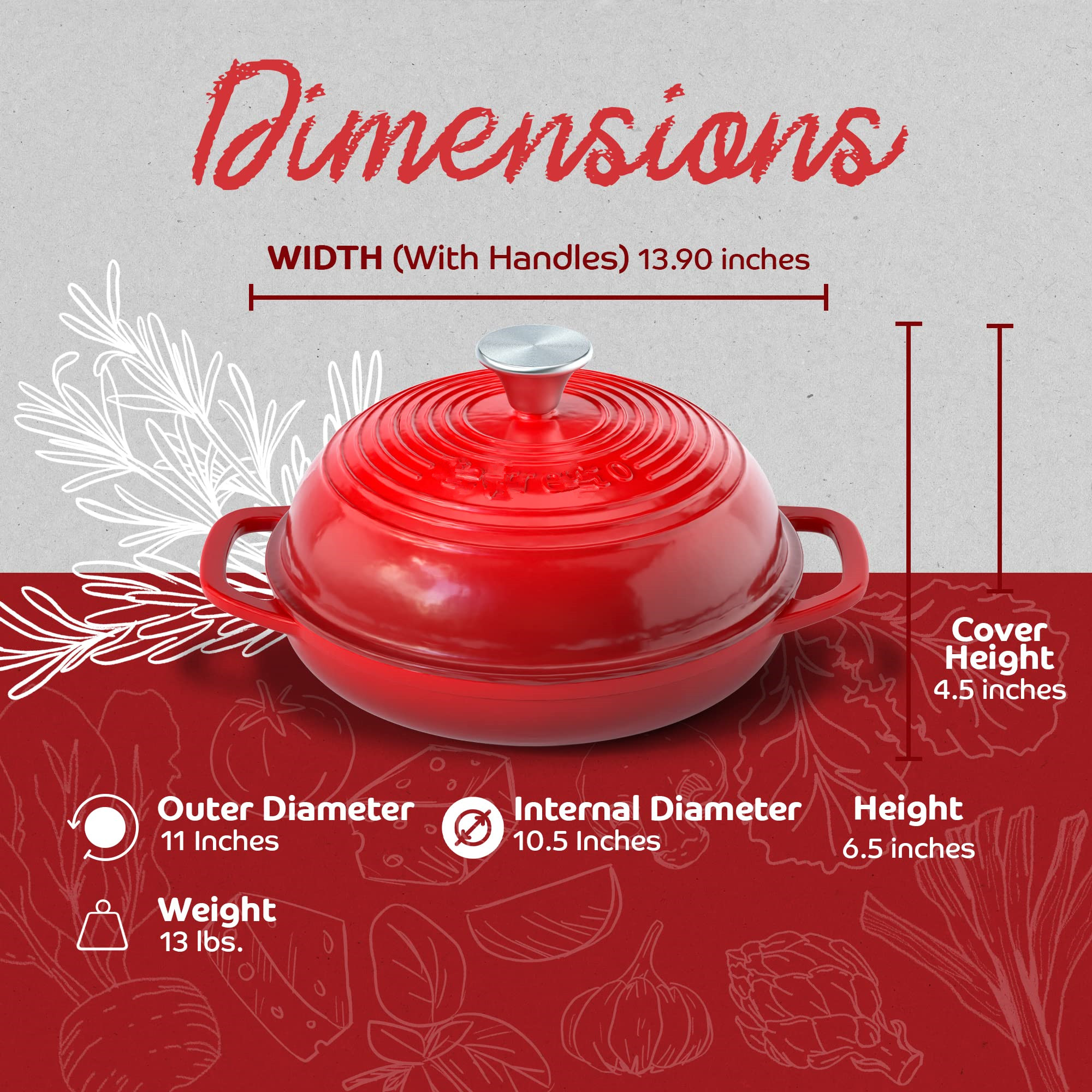 11 inch Enameled Cast Iron Bre - Dutch Oven Enamel ulasan dan harga