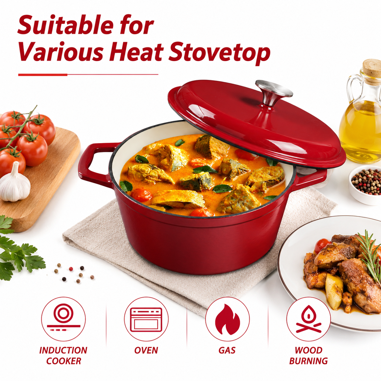 HANSMART 4.75Qt Enameled Cast  - Dutch Oven Enamel ulasan dan harga