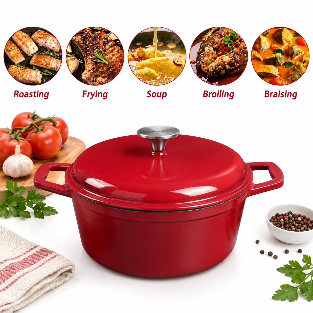 HANSMART 4.75Qt Enameled Cast  - Dutch Oven Enamel ulasan dan harga