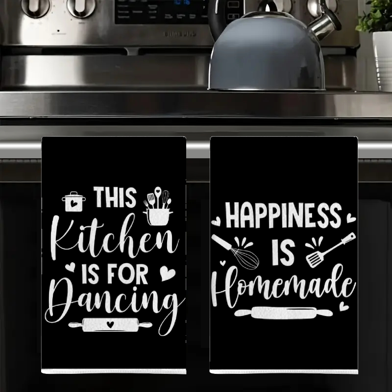 2Pcs, Kitchen Towels with Fun  - Home Cooking On ulasan dan harga