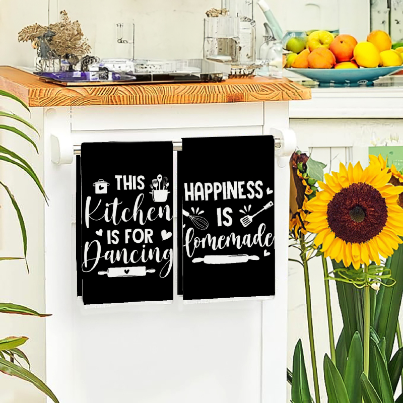 2Pcs, Kitchen Towels with Fun  - Home Cooking On ulasan dan harga