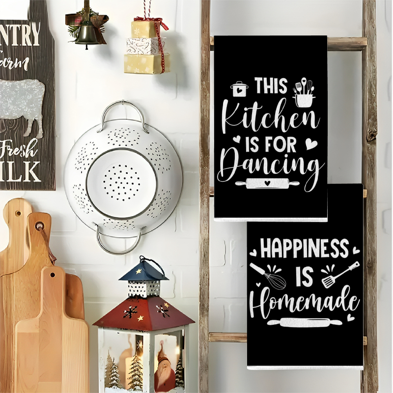 2Pcs, Kitchen Towels with Fun  - Home Cooking On ulasan dan harga