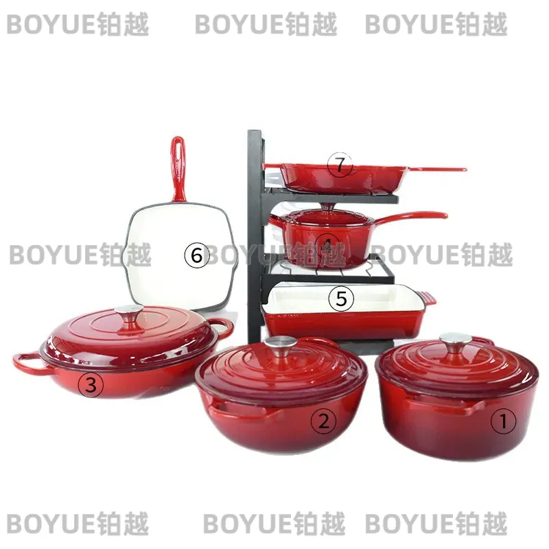 7 Piece Cast Iron Enamel Cookw - Dutch Oven Enamel ulasan dan harga